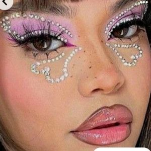 🌟🧚‍♀️Dolls Kill Pink Butterfly Rhinestone Face Gems NWT